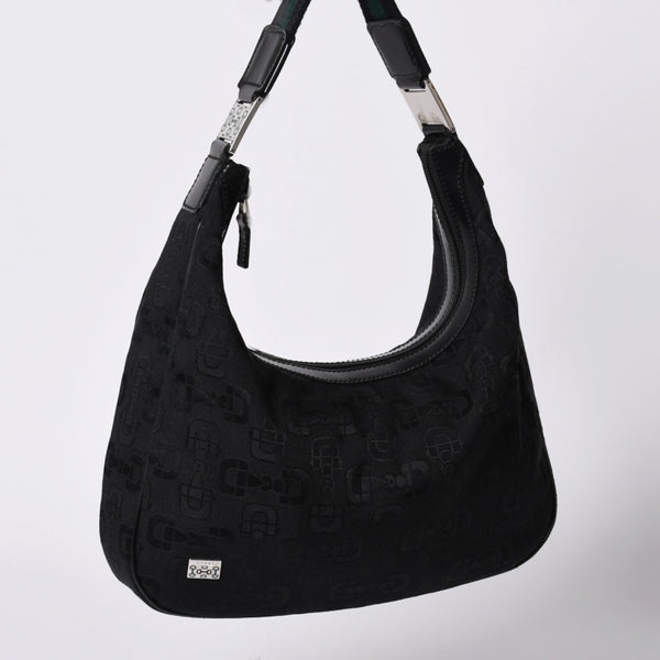 GUCCI Gucci One Shoulder Hobo Handbag 211524 491404 Canvas Sherry Line Black Good Condition Used 4a000134