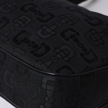 画像をギャラリービューアに読み込む, GUCCI グッチ ワンショルダー ホーボー ハンドバッグ 211524 491404 キャンバス シェリーライン ブラック 美品 中古 4a000134
