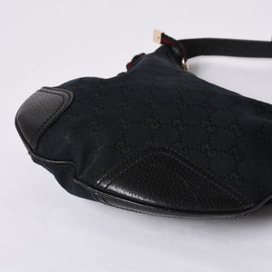 Very good condition GUCCI Gucci one shoulder handbag 162895 002403 GG canvas leather black gold hardware used 4a000192