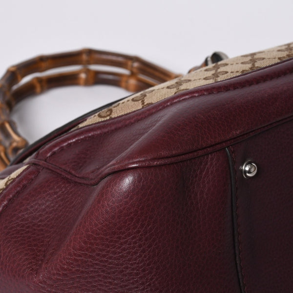 GUCCI グッチ バンブー ハンドバッグ 246860 002058 GGキャンバス レザー ベージュ レッド ゴールド金具 美品 中古 4a000200