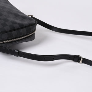 Very Good Condition LOUIS VUITTON Rem Shoulder Bag Damier Graphite N41446 Crossbody Black Logo Used 4a000378