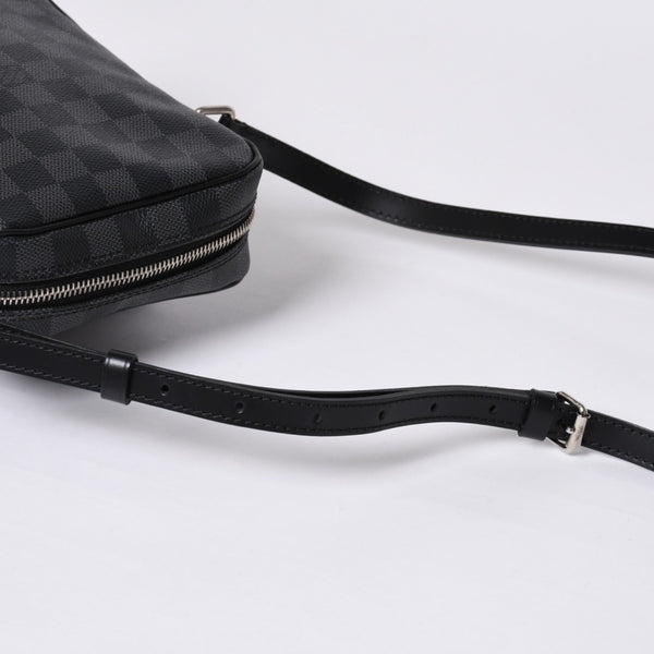 Very Good Condition LOUIS VUITTON Rem Shoulder Bag Damier Graphite N41446 Crossbody Black Logo Used 4a000378
