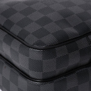 Very Good Condition LOUIS VUITTON Rem Shoulder Bag Damier Graphite N41446 Crossbody Black Logo Used 4a000378