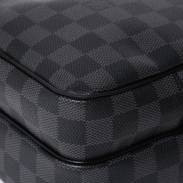 Very Good Condition LOUIS VUITTON Rem Shoulder Bag Damier Graphite N41446 Crossbody Black Logo Used 4a000378
