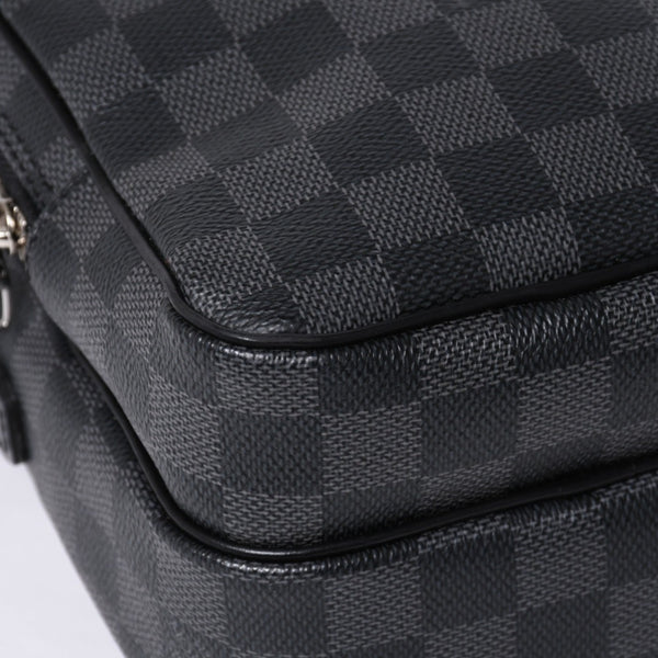 Very Good Condition LOUIS VUITTON Rem Shoulder Bag Damier Graphite N41446 Crossbody Black Logo Used 4a000378