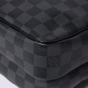 Very Good Condition LOUIS VUITTON Rem Shoulder Bag Damier Graphite N41446 Crossbody Black Logo Used 4a000378