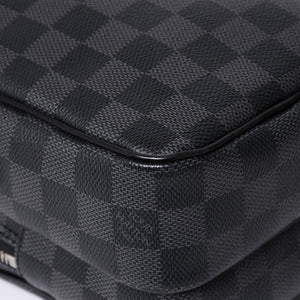 Very Good Condition LOUIS VUITTON Rem Shoulder Bag Damier Graphite N41446 Crossbody Black Logo Used 4a000378