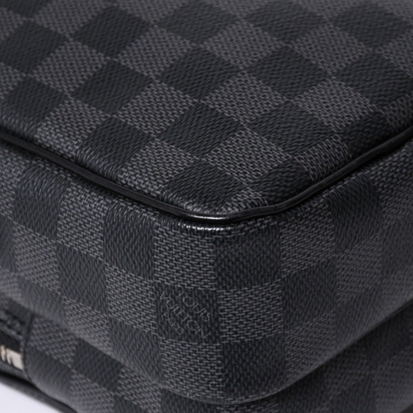 Very Good Condition LOUIS VUITTON Rem Shoulder Bag Damier Graphite N41446 Crossbody Black Logo Used 4a000378