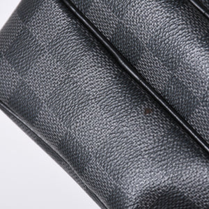Very Good Condition LOUIS VUITTON Rem Shoulder Bag Damier Graphite N41446 Crossbody Black Logo Used 4a000378