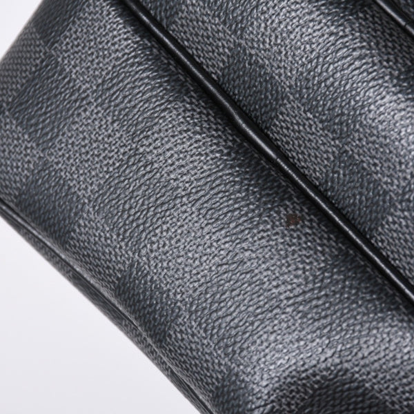 Very Good Condition LOUIS VUITTON Rem Shoulder Bag Damier Graphite N41446 Crossbody Black Logo Used 4a000378