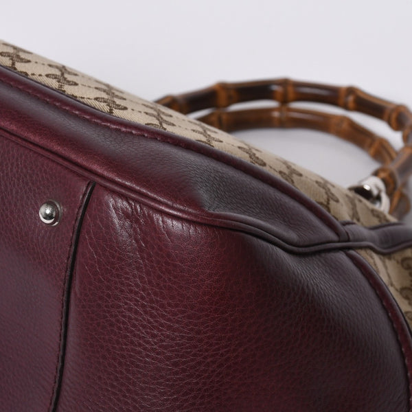 GUCCI グッチ バンブー ハンドバッグ 246860 002058 GGキャンバス レザー ベージュ レッド ゴールド金具 美品 中古 4a000200