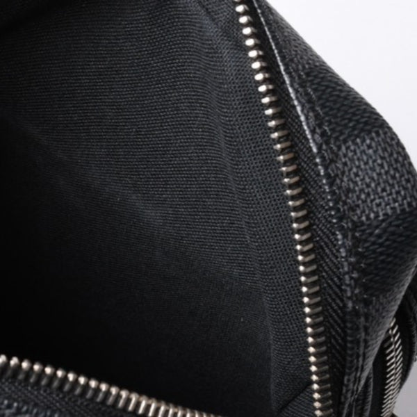 Very Good Condition LOUIS VUITTON Rem Shoulder Bag Damier Graphite N41446 Crossbody Black Logo Used 4a000378