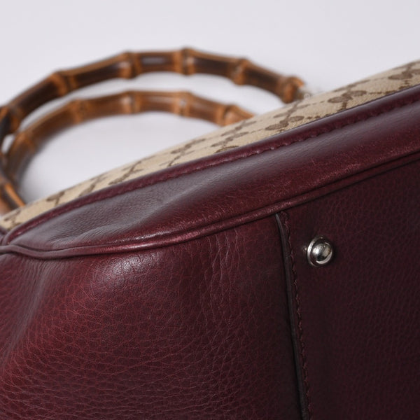 GUCCI グッチ バンブー ハンドバッグ 246860 002058 GGキャンバス レザー ベージュ レッド ゴールド金具 美品 中古 4a000200