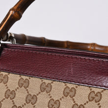 画像をギャラリービューアに読み込む, GUCCI グッチ バンブー ハンドバッグ 246860 002058 GGキャンバス レザー ベージュ レッド ゴールド金具 美品 中古 4a000200