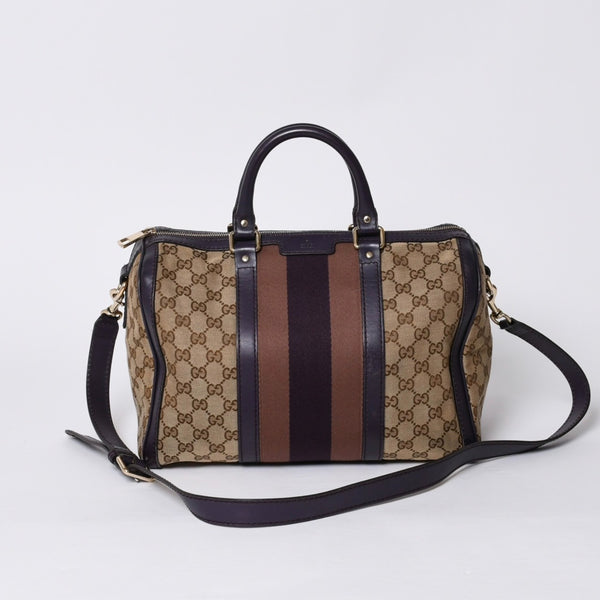 GUCCI Gucci Speedy Handbag Sherry Line 247205 GG Canvas Beige Gold Hardware Good Condition Used 4a000204
