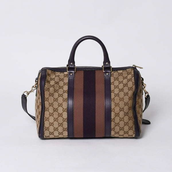 GUCCI Gucci Speedy Handbag Sherry Line 247205 GG Canvas Beige Gold Hardware Good Condition Used 4a000204