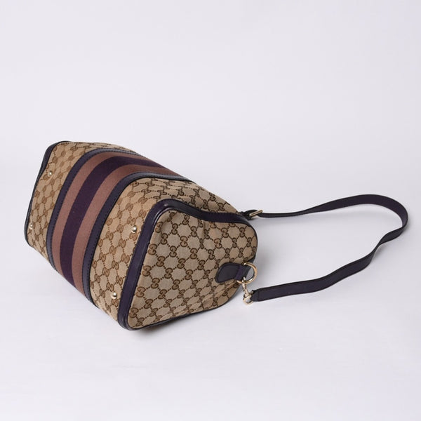 GUCCI Gucci Speedy Handbag Sherry Line 247205 GG Canvas Beige Gold Hardware Good Condition Used 4a000204