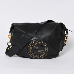 GUCCI Gucci One Shoulder Bag 121546 Double G GG Logo Leather Black Gold Hardware Good Condition Used 4a000189