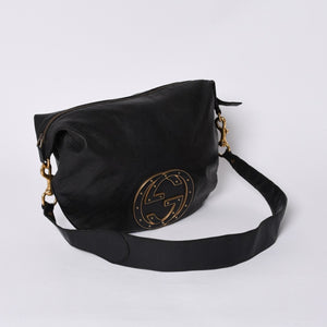 GUCCI Gucci One Shoulder Bag 121546 Double G GG Logo Leather Black Gold Hardware Good Condition Used 4a000189