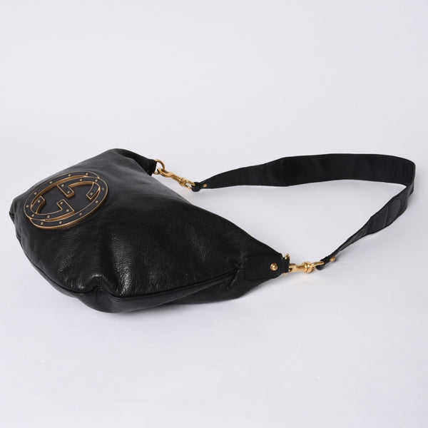 GUCCI Gucci One Shoulder Bag 121546 Double G GG Logo Leather Black Gold Hardware Good Condition Used 4a000189