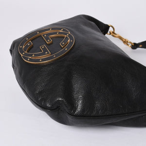 GUCCI Gucci One Shoulder Bag 121546 Double G GG Logo Leather Black Gold Hardware Good Condition Used 4a000189