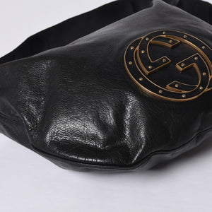 GUCCI Gucci One Shoulder Bag 121546 Double G GG Logo Leather Black Gold Hardware Good Condition Used 4a000189