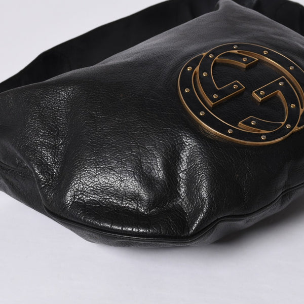 GUCCI Gucci One Shoulder Bag 121546 Double G GG Logo Leather Black Gold Hardware Good Condition Used 4a000189