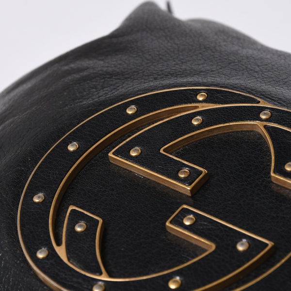 GUCCI Gucci One Shoulder Bag 121546 Double G GG Logo Leather Black Gold Hardware Good Condition Used 4a000189
