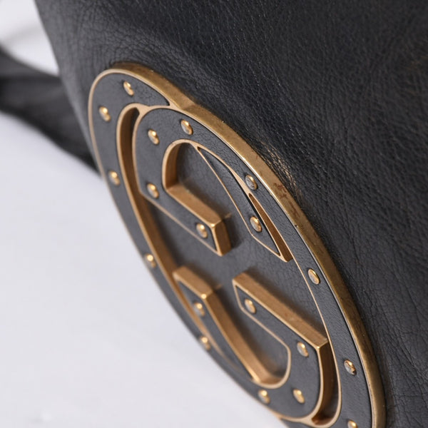 GUCCI Gucci One Shoulder Bag 121546 Double G GG Logo Leather Black Gold Hardware Good Condition Used 4a000189