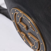 画像をギャラリービューアに読み込む, GUCCI グッチ ワンショルダーバッグ 121546 ダブルG GGロゴ レザー ブラック ゴールド金具 美品 中古 4a000189