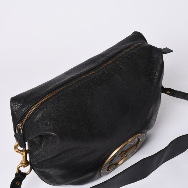 GUCCI Gucci One Shoulder Bag 121546 Double G GG Logo Leather Black Gold Hardware Good Condition Used 4a000189