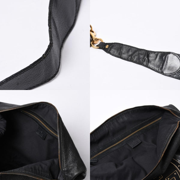 GUCCI Gucci One Shoulder Bag 121546 Double G GG Logo Leather Black Gold Hardware Good Condition Used 4a000189