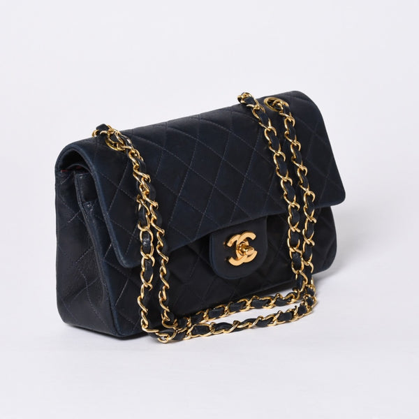 CHANEL CHANEL Matelasse 23 W Flap W Chain Shoulder Bag No. 2 Coco Mark Lambskin Navy Good Condition Used 4a000502