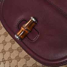 画像をギャラリービューアに読み込む, GUCCI グッチ バンブー ハンドバッグ 246860 002058 GGキャンバス レザー ベージュ レッド ゴールド金具 美品 中古 4a000200