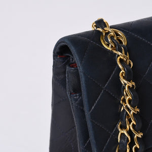 CHANEL CHANEL Matelasse 23 W Flap W Chain Shoulder Bag No. 2 Coco Mark Lambskin Navy Good Condition Used 4a000502