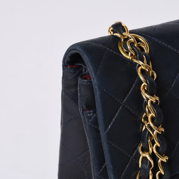 CHANEL CHANEL Matelasse 23 W Flap W Chain Shoulder Bag No. 2 Coco Mark Lambskin Navy Good Condition Used 4a000502