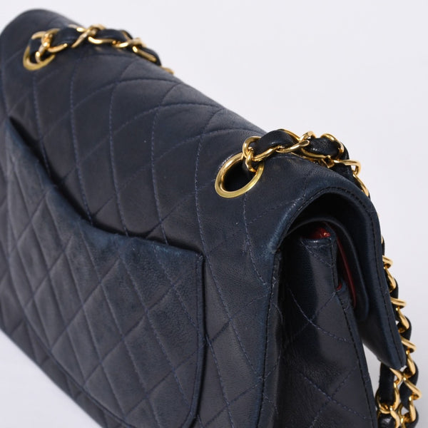 CHANEL CHANEL Matelasse 23 W Flap W Chain Shoulder Bag No. 2 Coco Mark Lambskin Navy Good Condition Used 4a000502