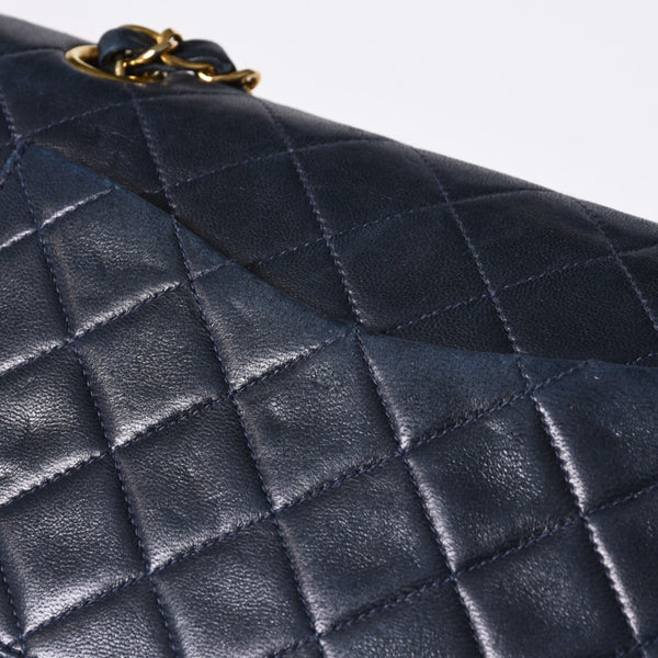 CHANEL CHANEL Matelasse 23 W Flap W Chain Shoulder Bag No. 2 Coco Mark Lambskin Navy Good Condition Used 4a000502