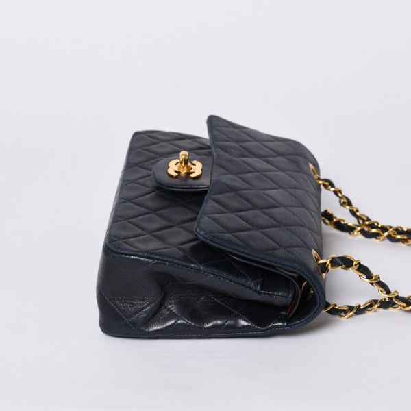 CHANEL CHANEL Matelasse 23 W Flap W Chain Shoulder Bag No. 2 Coco Mark Lambskin Navy Good Condition Used 4a000502