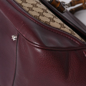 GUCCI グッチ バンブー ハンドバッグ 246860 002058 GGキャンバス レザー ベージュ レッド ゴールド金具 美品 中古 4a000200