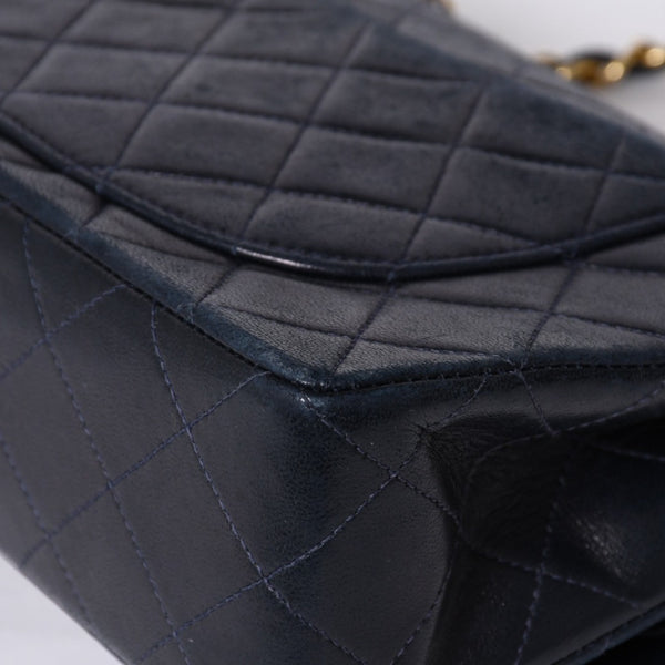 CHANEL CHANEL Matelasse 23 W Flap W Chain Shoulder Bag No. 2 Coco Mark Lambskin Navy Good Condition Used 4a000502