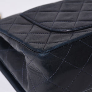 CHANEL CHANEL Matelasse 23 W Flap W Chain Shoulder Bag No. 2 Coco Mark Lambskin Navy Good Condition Used 4a000502