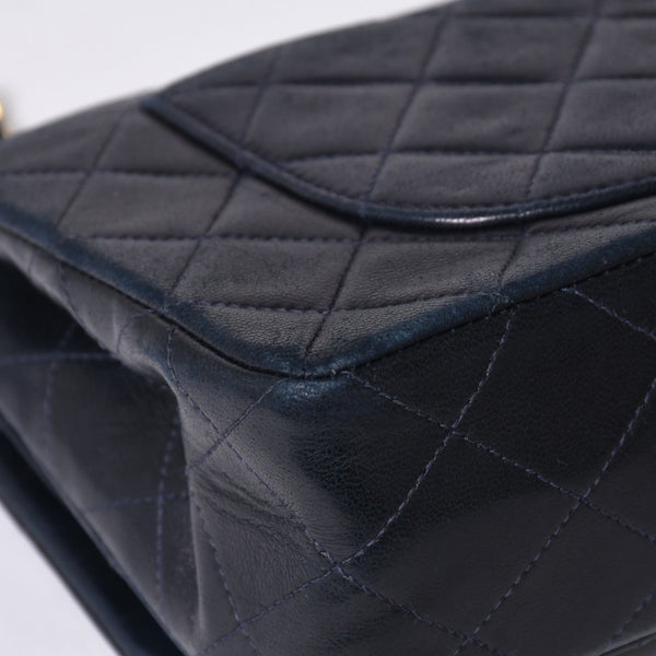 CHANEL CHANEL Matelasse 23 W Flap W Chain Shoulder Bag No. 2 Coco Mark Lambskin Navy Good Condition Used 4a000502