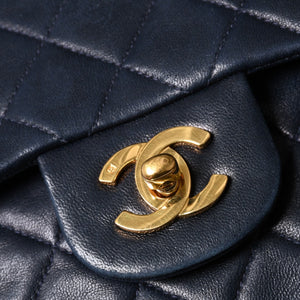 CHANEL CHANEL Matelasse 23 W Flap W Chain Shoulder Bag No. 2 Coco Mark Lambskin Navy Good Condition Used 4a000502