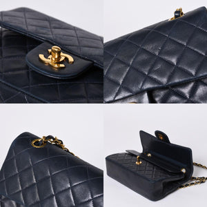 CHANEL CHANEL Matelasse 23 W Flap W Chain Shoulder Bag No. 2 Coco Mark Lambskin Navy Good Condition Used 4a000502