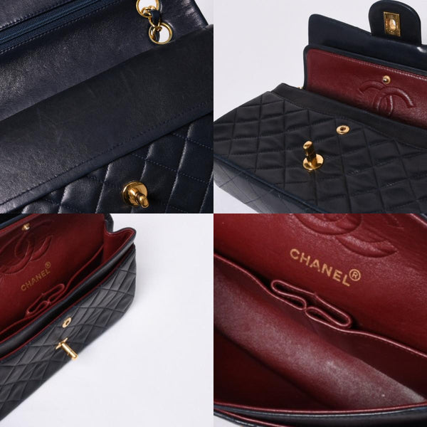 CHANEL CHANEL Matelasse 23 W Flap W Chain Shoulder Bag No. 2 Coco Mark Lambskin Navy Good Condition Used 4a000502