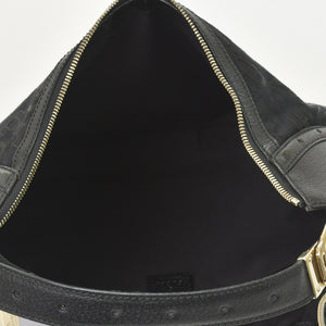 Very Good Condition GUCCI Gucci Hobo One Shoulder Handbag 145764 002056 GG Canvas Leather Black Used 4a000202