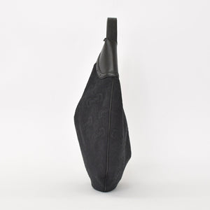 Very Good Condition GUCCI Gucci Hobo One Shoulder Handbag 145764 002056 GG Canvas Leather Black Used 4a000202