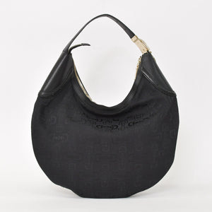 Very Good Condition GUCCI Gucci Hobo One Shoulder Handbag 145764 002056 GG Canvas Leather Black Used 4a000202