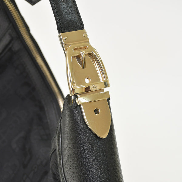 Very Good Condition GUCCI Gucci Hobo One Shoulder Handbag 145764 002056 GG Canvas Leather Black Used 4a000202